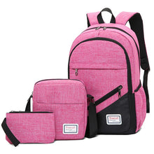 Carregar imagem no visualizador da galeria, 3 pçs/ Mochilas Escolares para as mulheres Nylon bolsa de laptop Mochila de Viagem..
